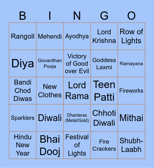 CIC Diwali BINGO 2023 Bingo Card