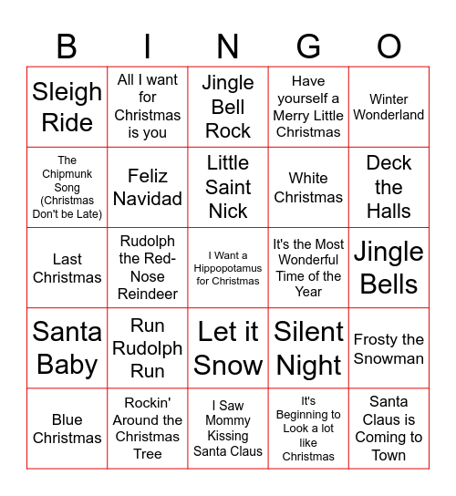 Christmas Bingo Card