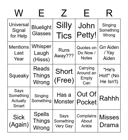 Hannah Bingo Card