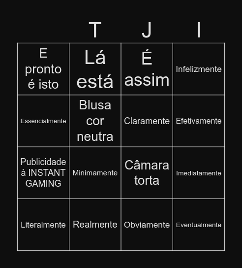 Tjingo - O Bingo do TJI Bingo Card