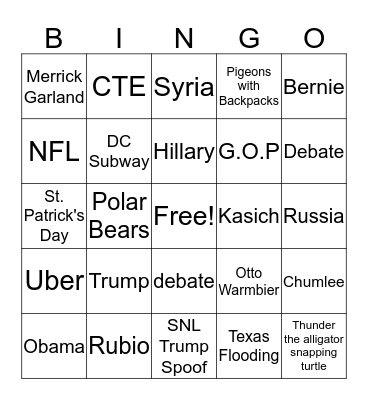 Current Events Bingo Card