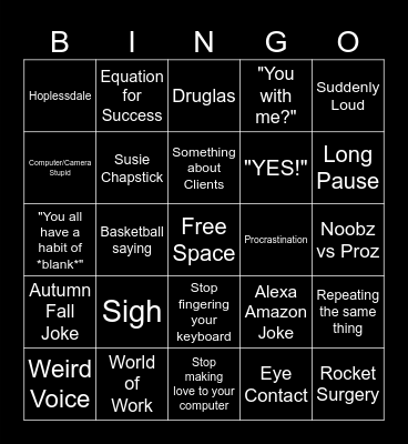 Millecture Bingo Card