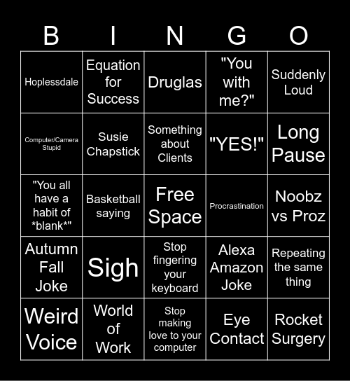 Millecture Bingo Card