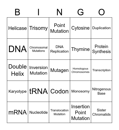 Unit 3 Vocab Bingo Card