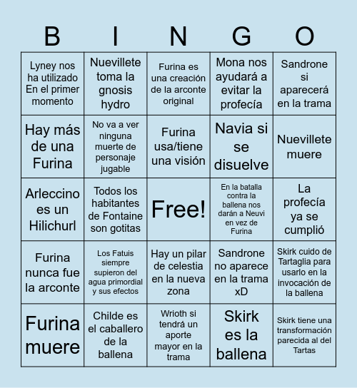 Bingo Fontaine 4.2 Bingo Card