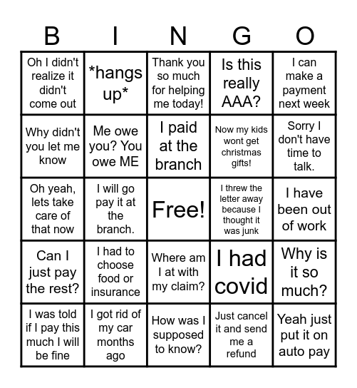 Response bingo Card