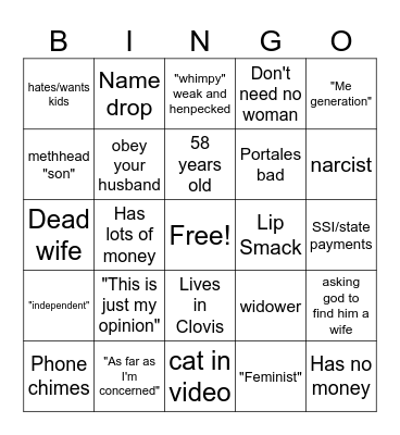 Steve Bingo Card