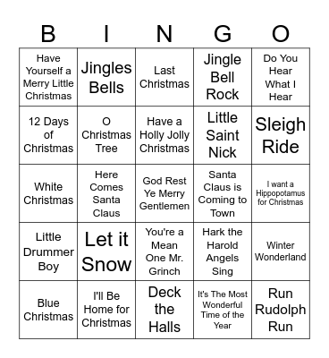 Christmas Bingo Card