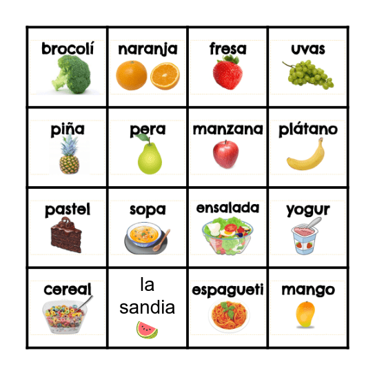 Lotería: La Comida Bingo Card