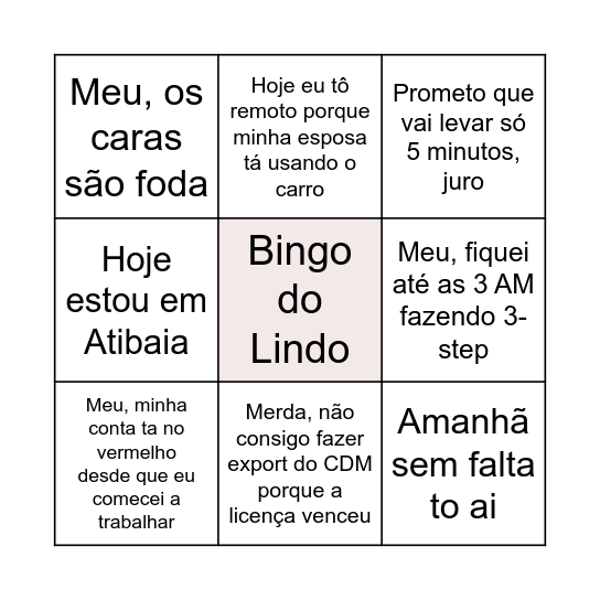 Bingo do Lindo Bingo Card