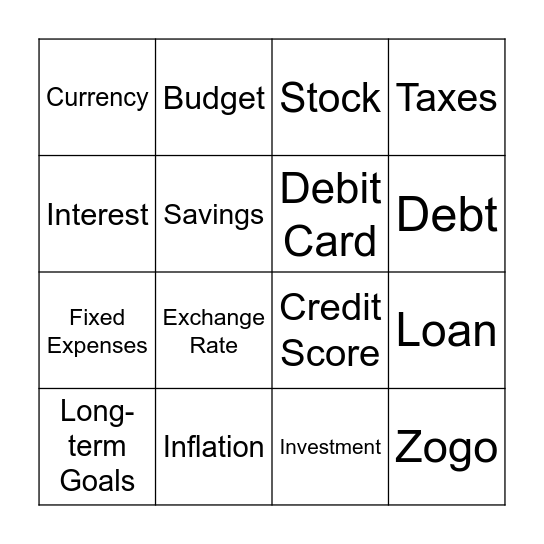 BINGO: $$$ Edition Bingo Card