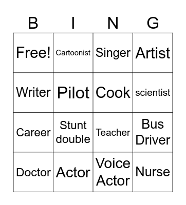 careers Bingo Card