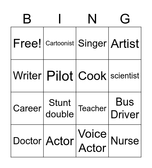 careers Bingo Card