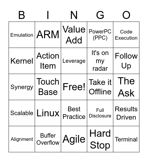 Corporate Jargon Bingo Card