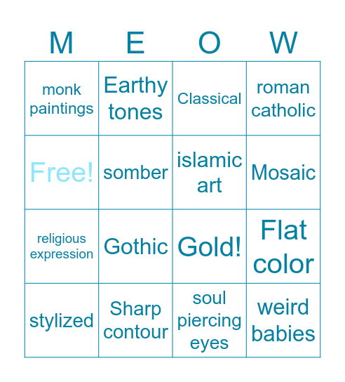 Byzantine art Bingo Card