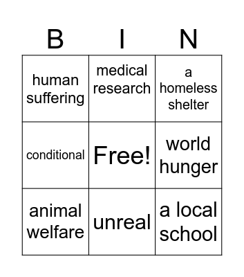 SU4 U10 L2: Helping others Bingo Card