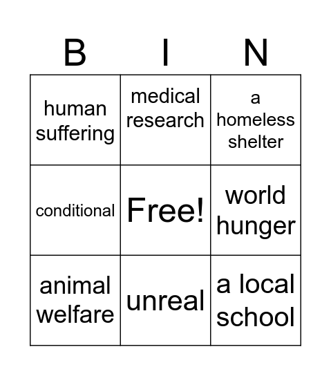 SU4 U10 L2: Helping others Bingo Card