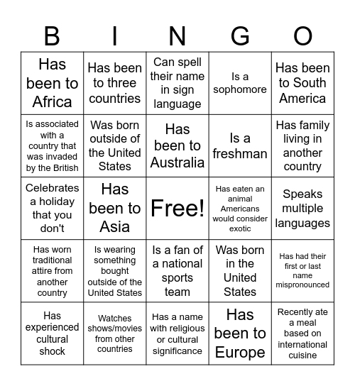 Find a person who... Bingo Card