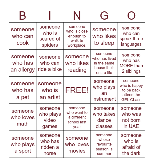 Meet Me Bingo Card