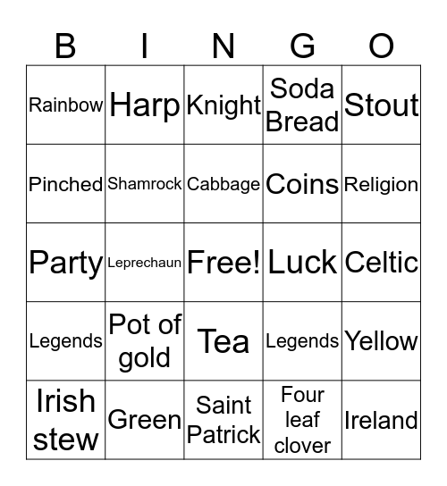 St. Patrick's Day  Bingo Card