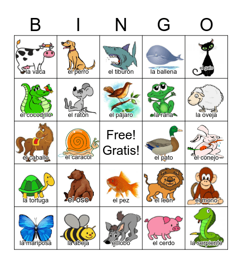 Lotería: Los Animales Bingo Card