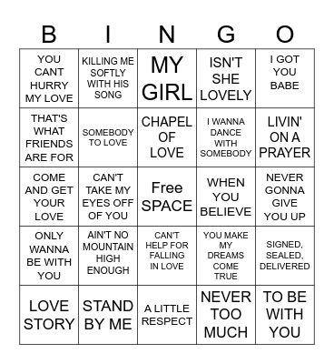 MUSIC Bingo Card
