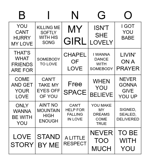 MUSIC Bingo Card