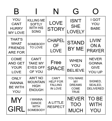 MUSIC Bingo Card
