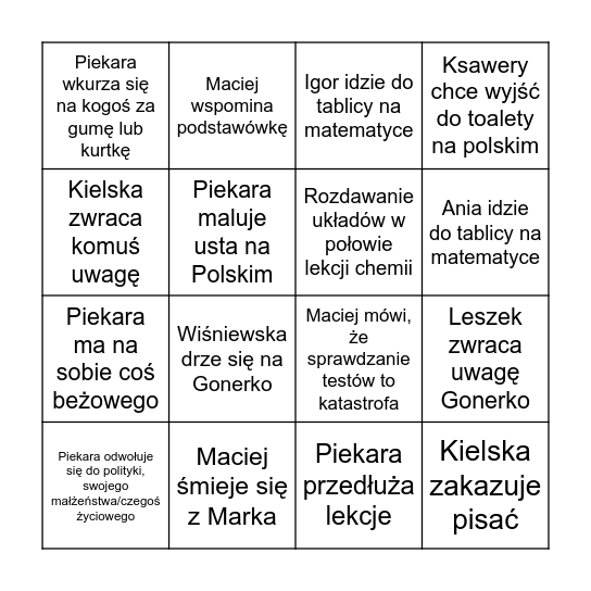 Środa Niem Gr 2 (Wi) Bingo Card