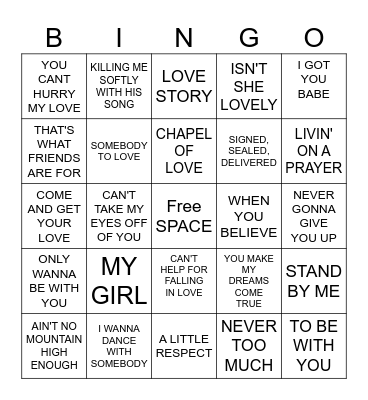 MUSIC Bingo Card