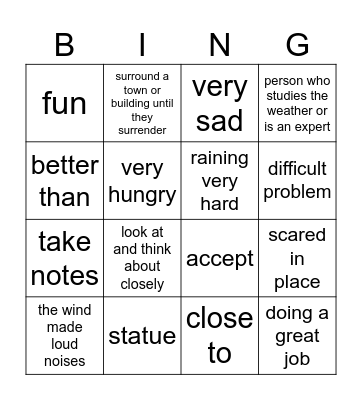 Context Bingo Card