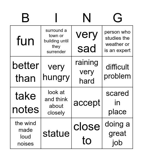 Context Bingo Card