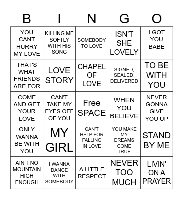 MUSIC Bingo Card
