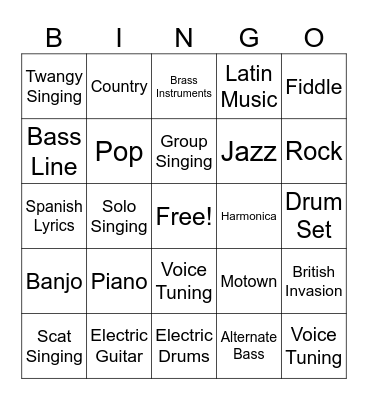 Music Review Bingo Card