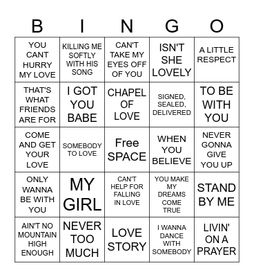 MUSIC Bingo Card
