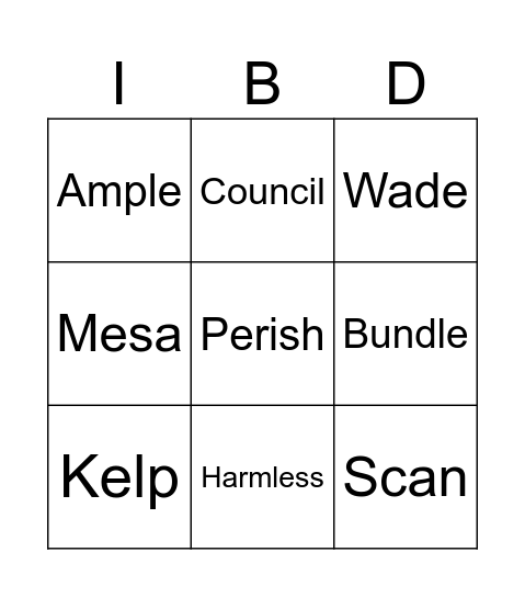 Island of the Blue Dolphins Vocabulary Bingo Card