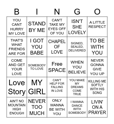 MUSIC Bingo Card