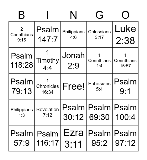 T H A N K S G I V I N G Bingo Card