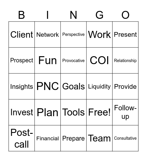 PNC WAY Bingo Card