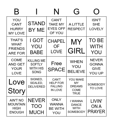 MUSIC Bingo Card