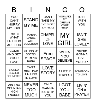 MUSIC Bingo Card