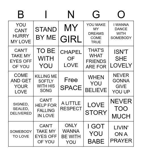 MUSIC Bingo Card
