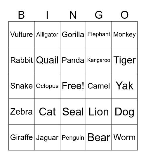 Classroom Bingo Card