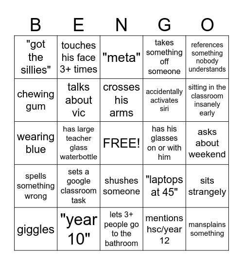 BENGO Bingo Card