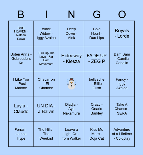 Muziekbingo Card