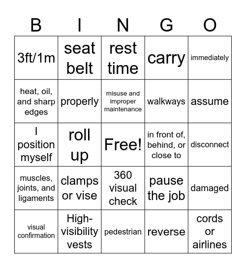 November 2023 HSE BINGO Card