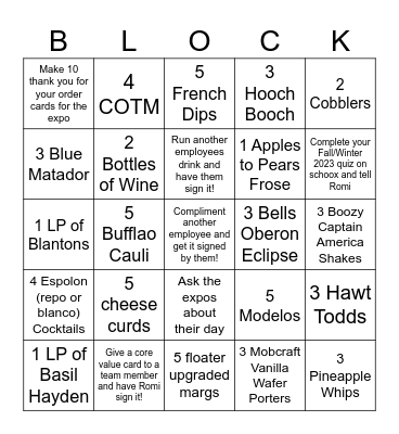 Wild Ticket BLOCK-O Bingo Card