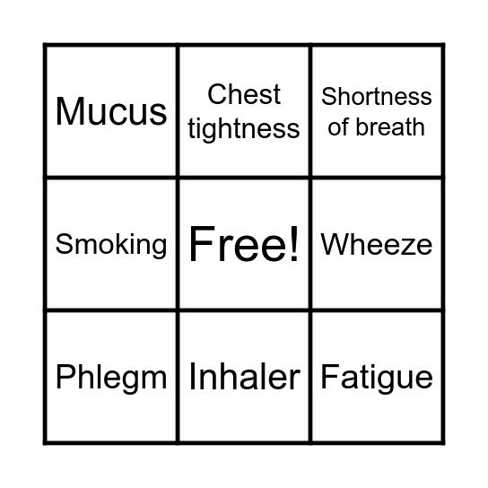 COPD Bingo Card