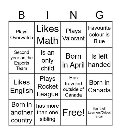 Untitled Bingo Card