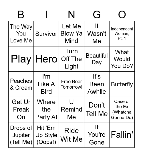 z2001 Bingo Card